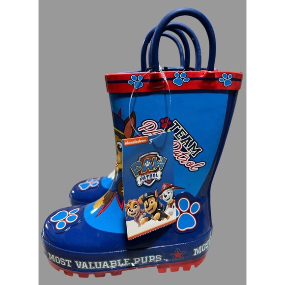 Paw Patrol Toddler Boys Rain Boots Size 5/6 Blue Red Rubber Pull-On NEW - Picture 3 of 8
